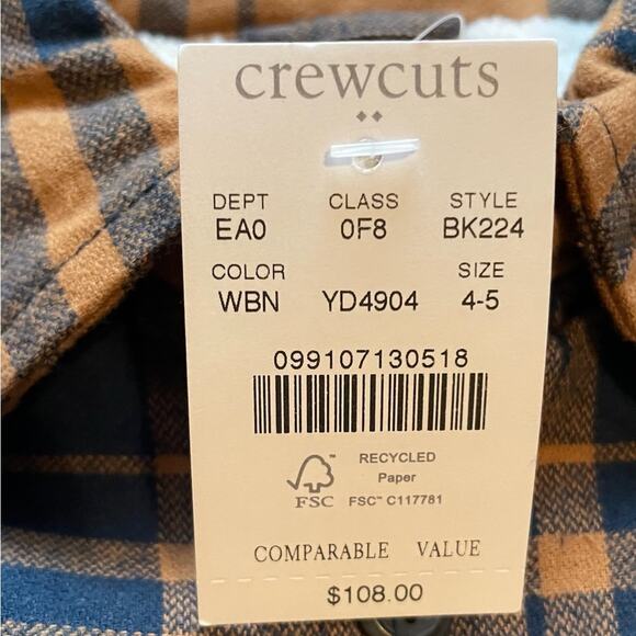 J. Crew Factory Navy and Orange Plaid Sherpa Lined Shacket Size XS 4 - 5 - Picture 3 of 9